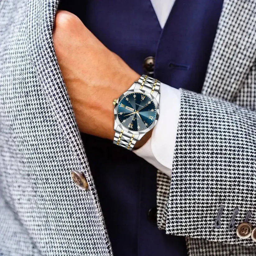 Montre OLEVS Originale 3d À Quartz Étanche En Acier Inoxydable