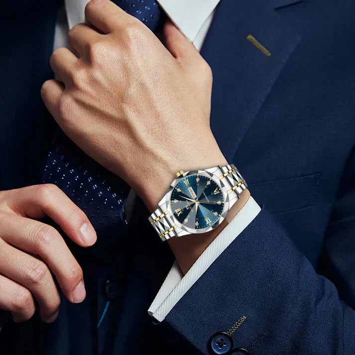 Montre OLEVS Originale 3d À Quartz Étanche En Acier Inoxydable